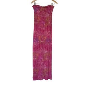 COOGI CG Printed Rare Y2K Floral Bandeau Maxi Dress Tube Top Size M Pink Baroque